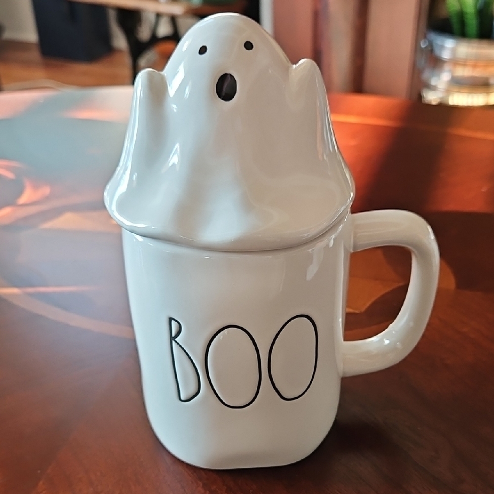 Rae Dunn Artisan Collection by Magenta Halloween "Boo" Mug with Ghost Topper